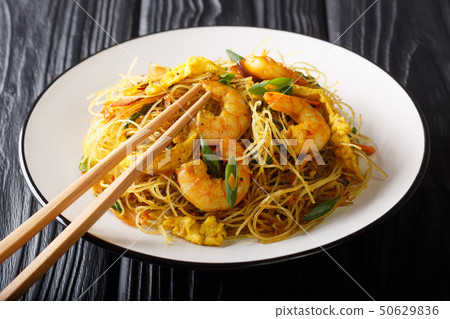 Hot chow Mei Fun rice noodles fried with sausage, Hot chow Mei Fun rice noodles fried with sausage, 50629836