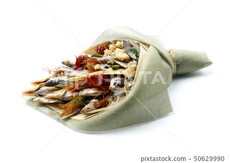 Snacks, dried fish packed in the form of a bouquet Snacks, dried fish packed in the form of a bouquet 50629990