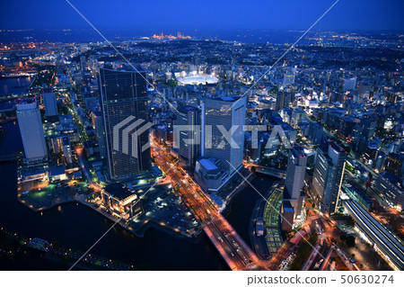 Yokohama cityscape in Japan I want to see Yokohama port etc. (Sakuragicho Station on the lower right) 50630274