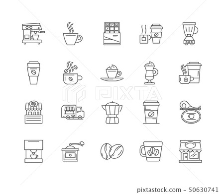 Coffee shops line icons, signs, vector set, outline illustration concept Coffee shops line icons, signs, vector set, outline illustration concept 50630741