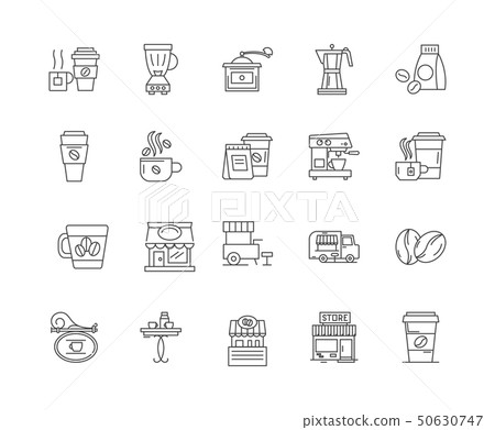 Coffee shop line icons, signs, vector set, outline illustration concept Coffee shop line icons, signs, vector set, outline illustration concept 50630747