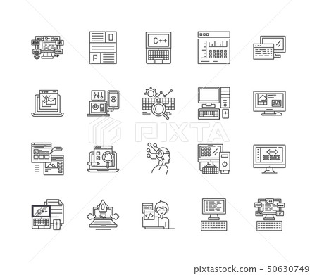 Coding line icons, signs, vector set, outline illustration concept Coding line icons, signs, vector set, outline illustration concept 50630749