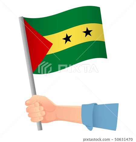 Sao Tome and Principe flag in hand Sao Tome and Principe flag in hand 50631470