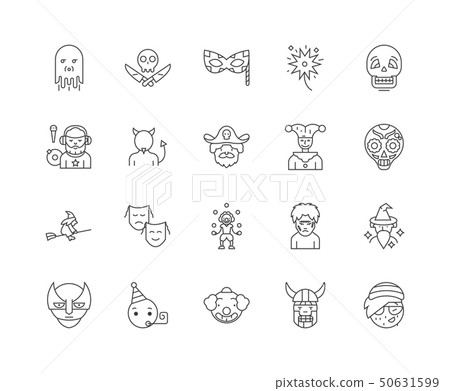 Clown line icons, signs, vector set, outline illustration concept  50631599