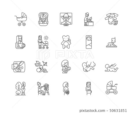 Childbirth line icons, signs, vector set, outline illustration concept  50631851