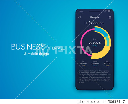 Mobile phone application for analytics. stock vector 50632147