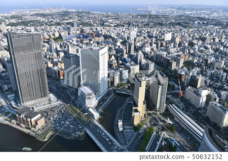 Yokohama cityscape in Japan I want to see Yokohama City New Town Hall etc. (screen lower right is Sakuragicho Station) 50632152