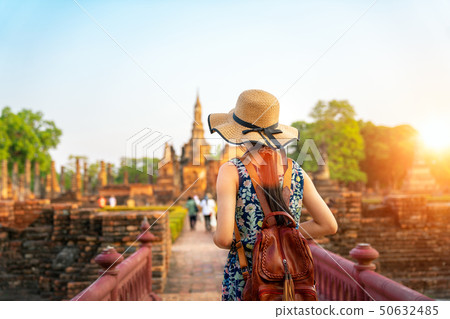 Sunset and light in Sukhothai historical park 50632485