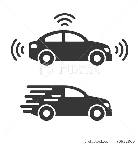 Smart Car Icon Set on White Background. Vector Smart Car Icon Set on White Background. Vector 50632869