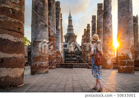 Sunset and light in Sukhothai historical park 50633001