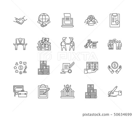 Business contract line icons, signs, vector set, outline illustration concept Business contract line icons, signs, vector set, outline illustration concept 50634699