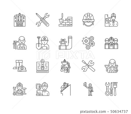 Building surveyors line icons, linear signs, vector set, outline concept illustration 50634737