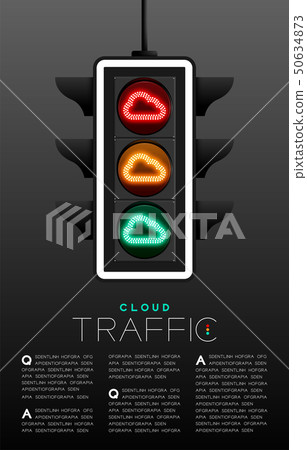LED Traffic Light with Cloud symbol, Technology 50634873