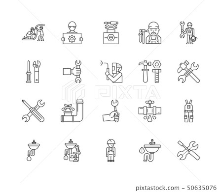 Boiler installations and repairs line icons, signs, vector set, outline illustration concept Boiler installations and repairs line icons, signs, vector set, outline illustration concept 50635076
