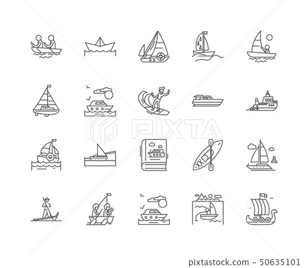 Boat line icons, signs, vector set, outline illustration concept Boat line icons, signs, vector set, outline illustration concept 50635101