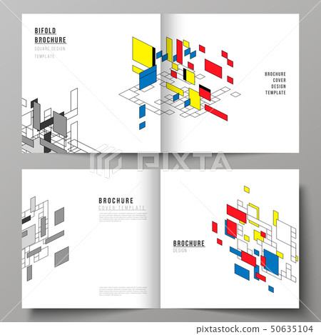 The vector illustration of two covers templates for square design bifold brochure, magazine, flyer The vector illustration of two covers templates for square design bifold brochure, magazine, flyer 50635104