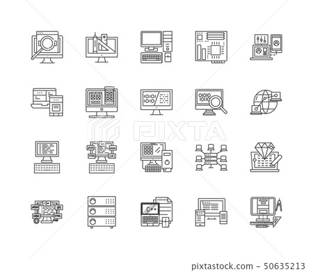 Big data line icons, signs, vector set, outline illustration concept  50635213