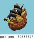 Pirate sailing old ship axonometric vector illustration 50635827