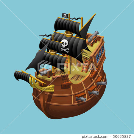 Pirate sailing old ship axonometric vector illustration Pirate sailing old ship axonometric vector illustration 50635827