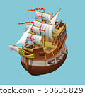 Galleon sailing old ship axonometric vector illustration 50635829