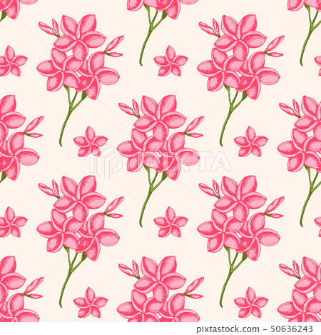 Tropical seamless pattern with pink flowers - Stock Illustration ...