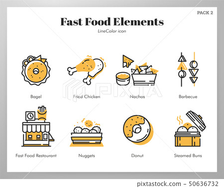 Fast food elements LineColor pack 50636732