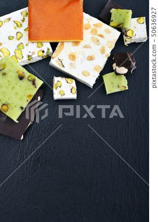Black stone tray with different turron 50636927