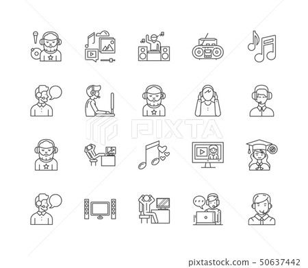 Audio line icons, signs, vector set, outline illustration concept Audio line icons, signs, vector set, outline illustration concept 50637442