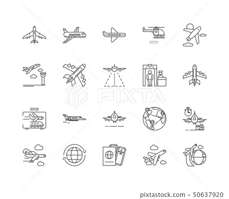 Airline line icons, signs, vector set, outline illustration concept Airline line icons, signs, vector set, outline illustration concept 50637920