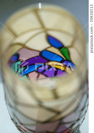 stained glass technique on a glass vase, lamp 50638513