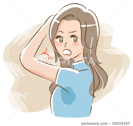 Woman surprised at side sweat 50639397