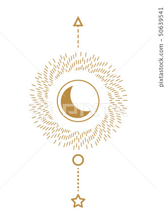 Sun and moon sacred line style geometric poster art. Astrology wall print. 50639541