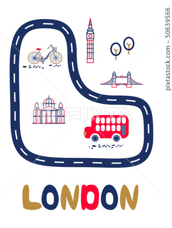 London poster with text and landmarks vector illustration. London poster with text and landmarks vector illustration. 50639566