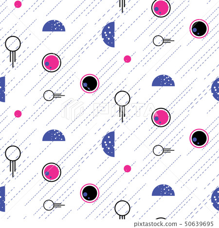 Space and planets abstract flat line style geometric seamless pattern art. Astrology theme texture. Space and planets abstract flat line style geometric seamless pattern art. Astrology theme texture. 50639695