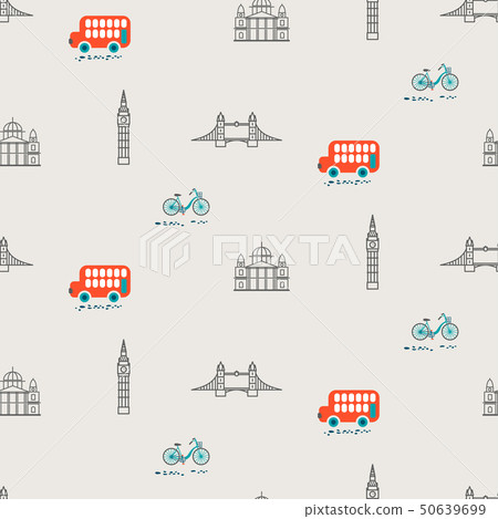 London city theme kid seamless vector pattern. 50639699