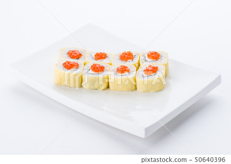 Japanese food restaurant, sushi maki gunkan roll plate or platter set. Sushi set and composition Japanese food restaurant, sushi maki gunkan roll plate or platter set. Sushi set and composition 50640396