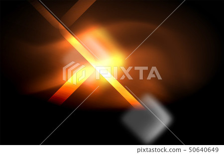 Neon square and line lights on dark background with blurred effects 50640649