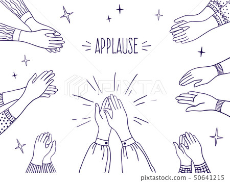 Doodle applause. Happy people hands, high five illustration, sketch draw of clapping hands. Vector Doodle applause. Happy people hands, high five illustration, sketch draw of clapping hands. Vector 50641215