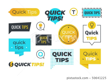 Advice shapes. Quick tips helpful tricks emblems and logos, tip reminder banner design. Vector set Advice shapes. Quick tips helpful tricks emblems and logos, tip reminder banner design. Vector set 50641225