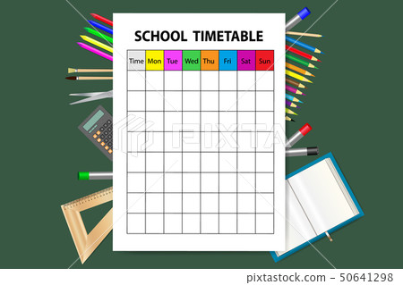 School Timetable On The Green Background With Stock Illustration