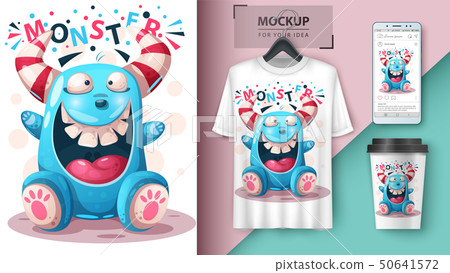 Crazy monster - mockup for your idea. 50641572