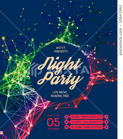 Night Disco Party Vector Poster Background. Modern design Night Disco Party Vector Poster Background. Modern design 50641662