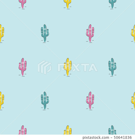 Blue cacti modern youthful pattern seamless vector texture. Blue cacti modern youthful pattern seamless vector texture. 50641836