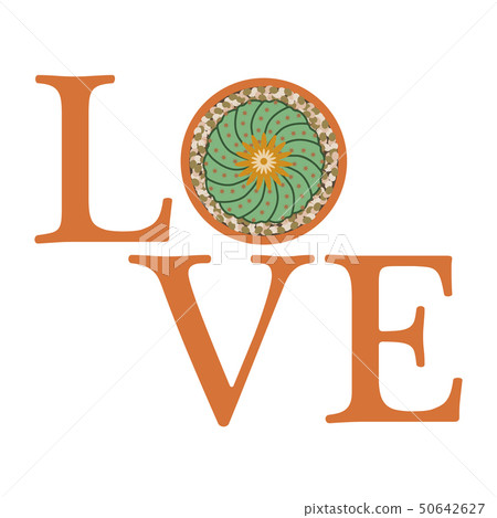 Blooming cactus Love message. Valentine's Day. 50642627