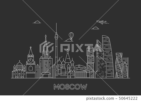 Moscow skyline, Russia. Line art style Moscow skyline, Russia. Line art style 50645222