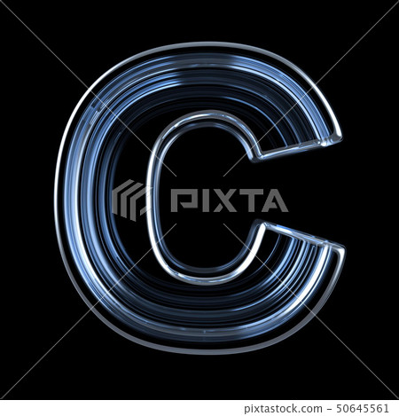 Transparent x-ray letter C. 3D Transparent x-ray letter C. 3D 50645561