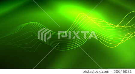 Glowing abstract wave on dark, shiny motion, magic space light. Techno abstract background 50646081