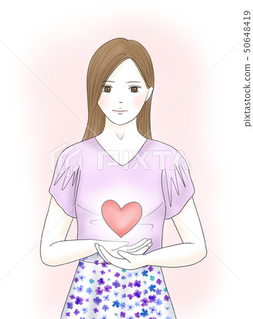 拿著棕櫚心臟的婦女 50648419