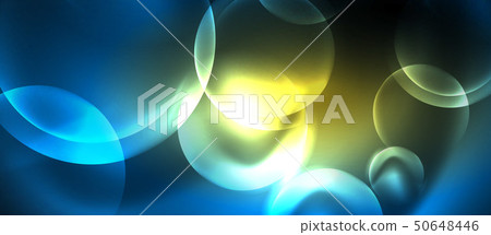 Blue neon bubbles and circles abstract background, futuristic magic techno design Blue neon bubbles and circles abstract background, futuristic magic techno design 50648446