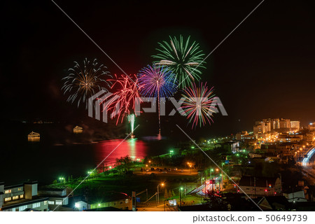 Hokkaido Toyako Long Run Fireworks Festival With the townscape 50649739